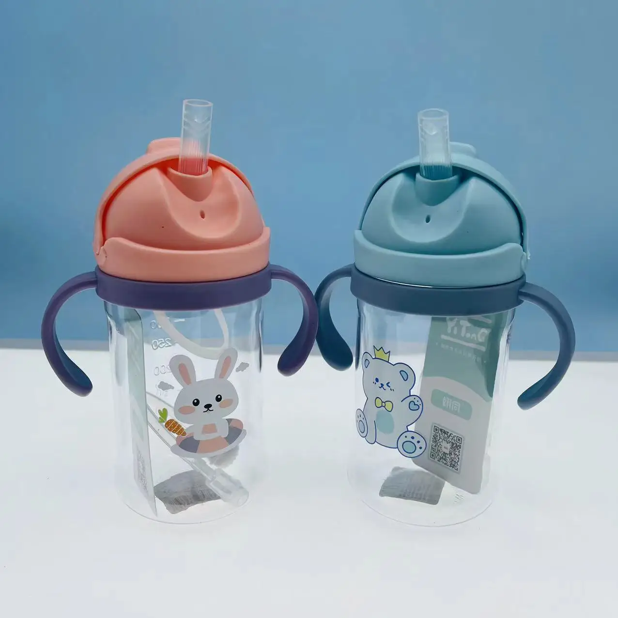 350ml Baby Bottles Drinking Cup Feeding Bottle with Straw Gravity Ball Wide-Caliber Kids Drinking Milk Water Dual-Use Bottle