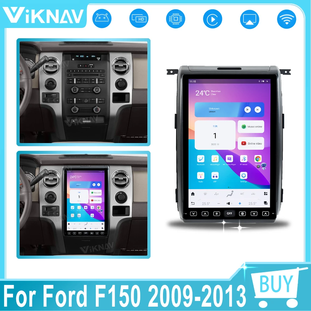 

Автомобильный радиоприемник на Android для Ford F150 2009-2012, автомобильный стерео беспроводной Carplay сенсорный экран, GPS-навигация, мультимедийный плеер 128 ГБ