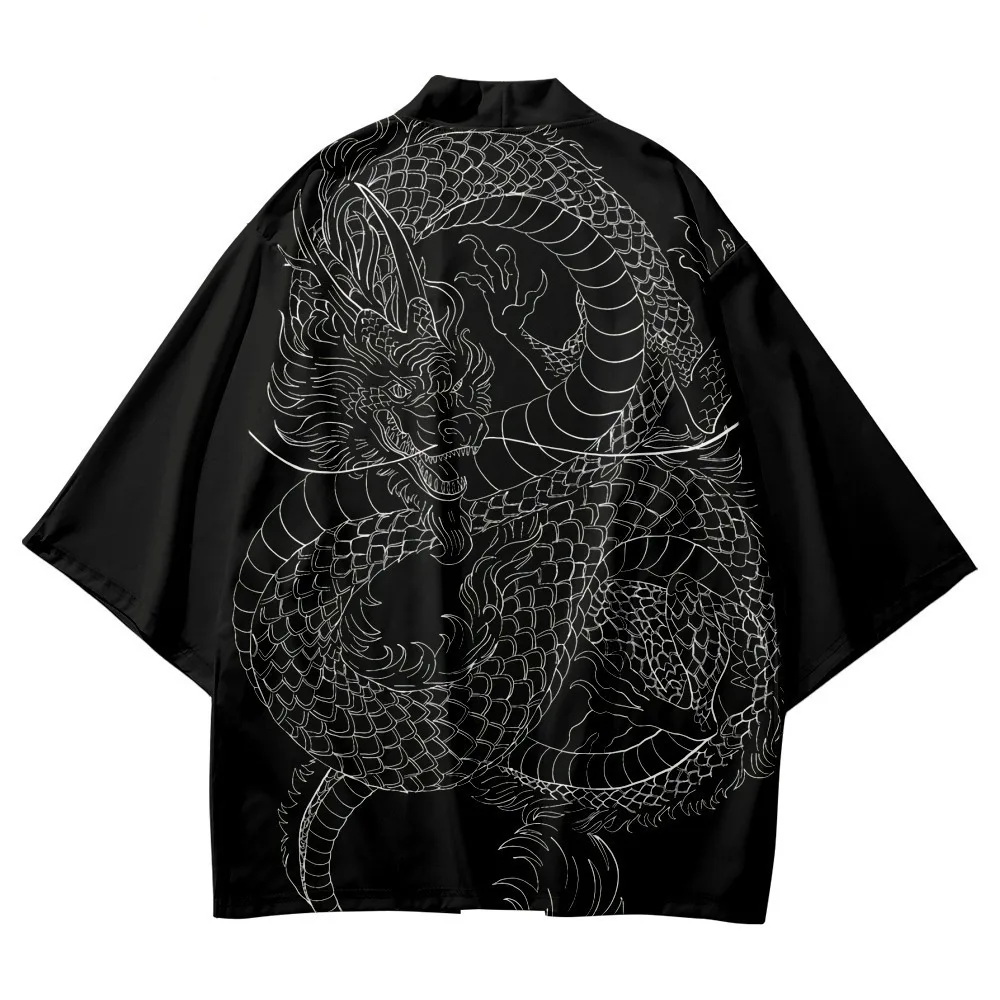 Japanese Kimono Japanese Kimono Cardigan Japanese Kimono Shirt Japanese Style Dragon Print Traditional Kimono Men Yukata Cardigan