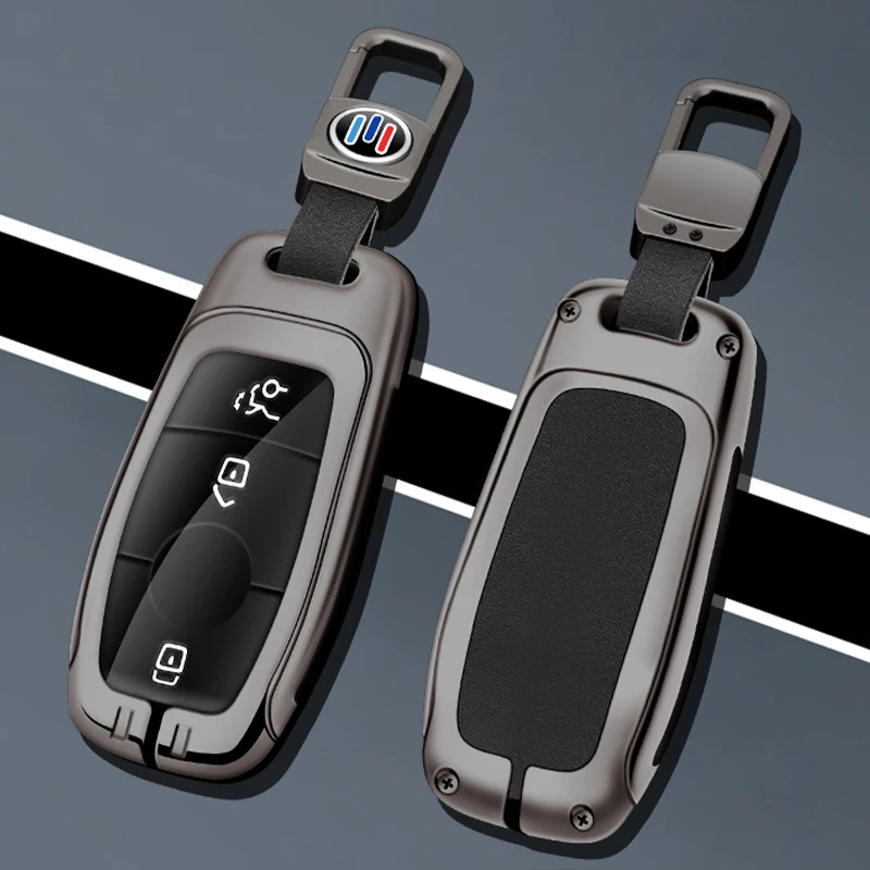 

Metal Leather Car Key Case Cover Shell For Mercedes Benz W205 W213 W177 W222 X167 A B C E S Class GLA GLB GLC GLE GLS Maybach