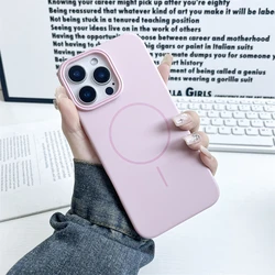 Magnetic Colorful Silicone Wireless Charging Phone Case for iPhone 12 Pro (Pink)
