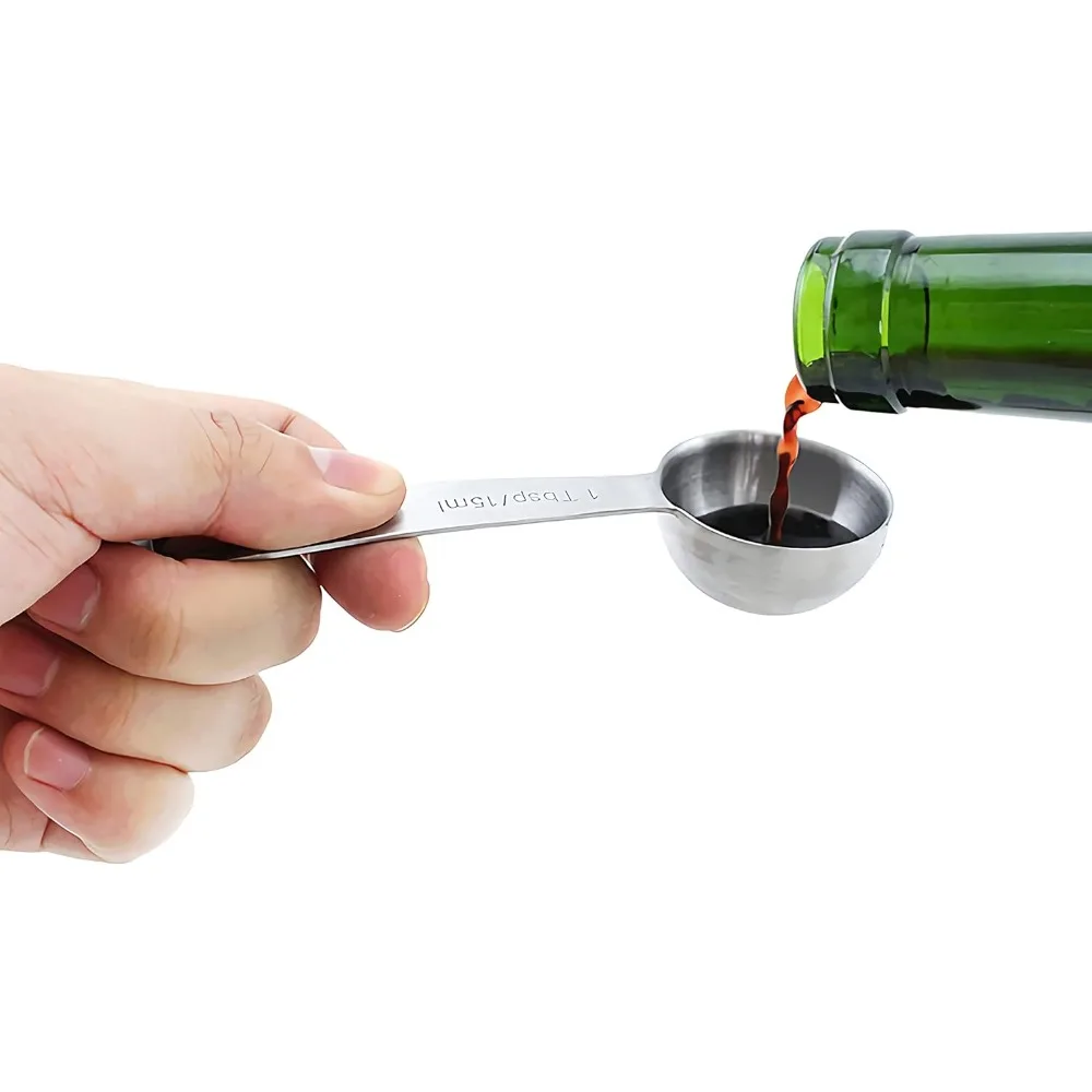 Measuring Spoons Set Stainless Steel-Stacking Metal Small Teaspoons-1/8 TSP, 1/4 TSP, 1/2 1 1/2 Tbsp, 1Tbsp 6Pcs