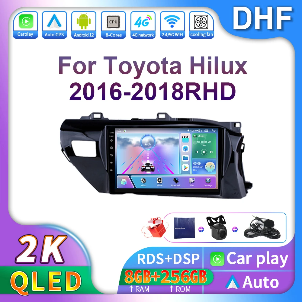 

Автомобильный радиоприемник DHF Android 12 для Toyota HILUX REVO VIGO IMV 2016 2017 2018 2019 автомобильный беспроводной мультимедийный плеер 4G GPS 2Din Carplay