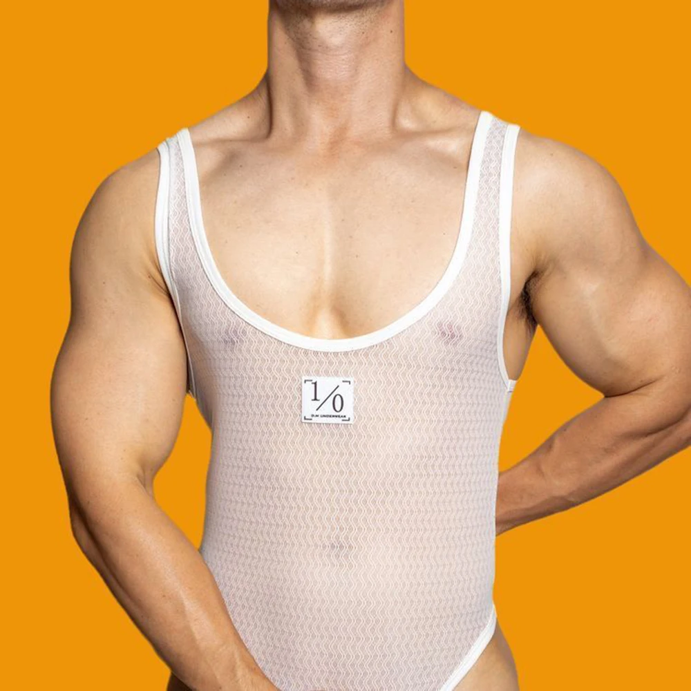 

Мужской сексуальный плотный сетчатый прозрачный комбинезон для коррекции фигуры, домашнее дышащее удобное однотонное нижнее белье для мужчин