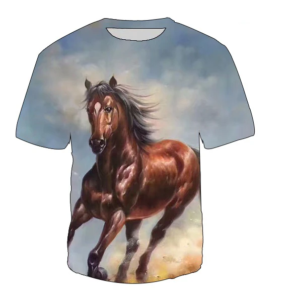 

Новая модная мужская 3d Футболка с принтом животных лошадей креативная Повседневная летняя футболка