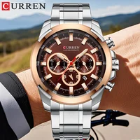 CURREN Sports Chronograph Watch for Man Quartz Movement Large Dial with Auto Date Casual Stainless Steel Band Wristwatch 8361