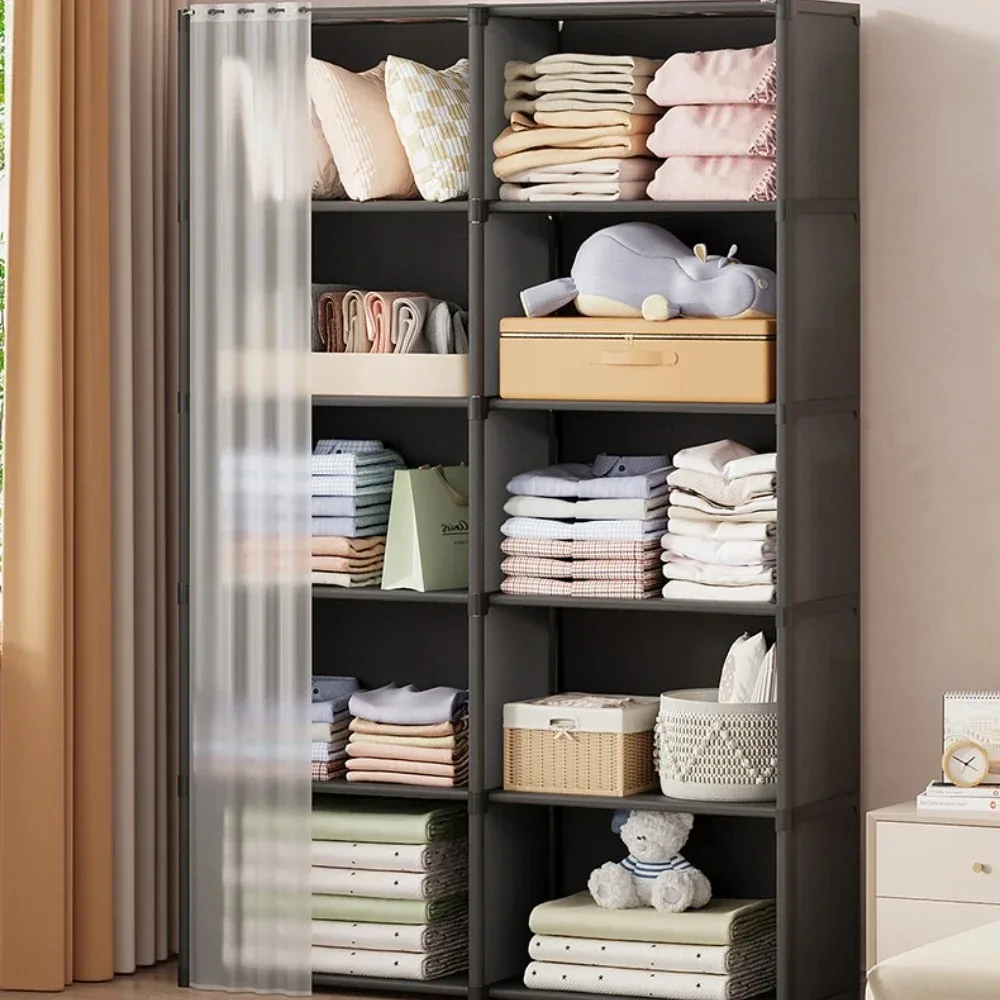 6/5 Layers Dustproof Wardrobe High Capacity Partition Book shelf Bedroom Open Simple Assembly Storage Cabinet ortable Furniture