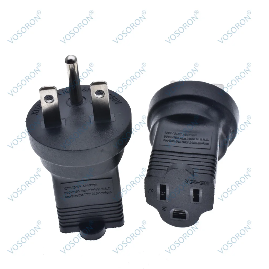 

6-15P-5-15R US Plug адаптер, электрический преобразователь, 3 зубца, 110 В/120 В до 220 В/240 в, 15 А, черный