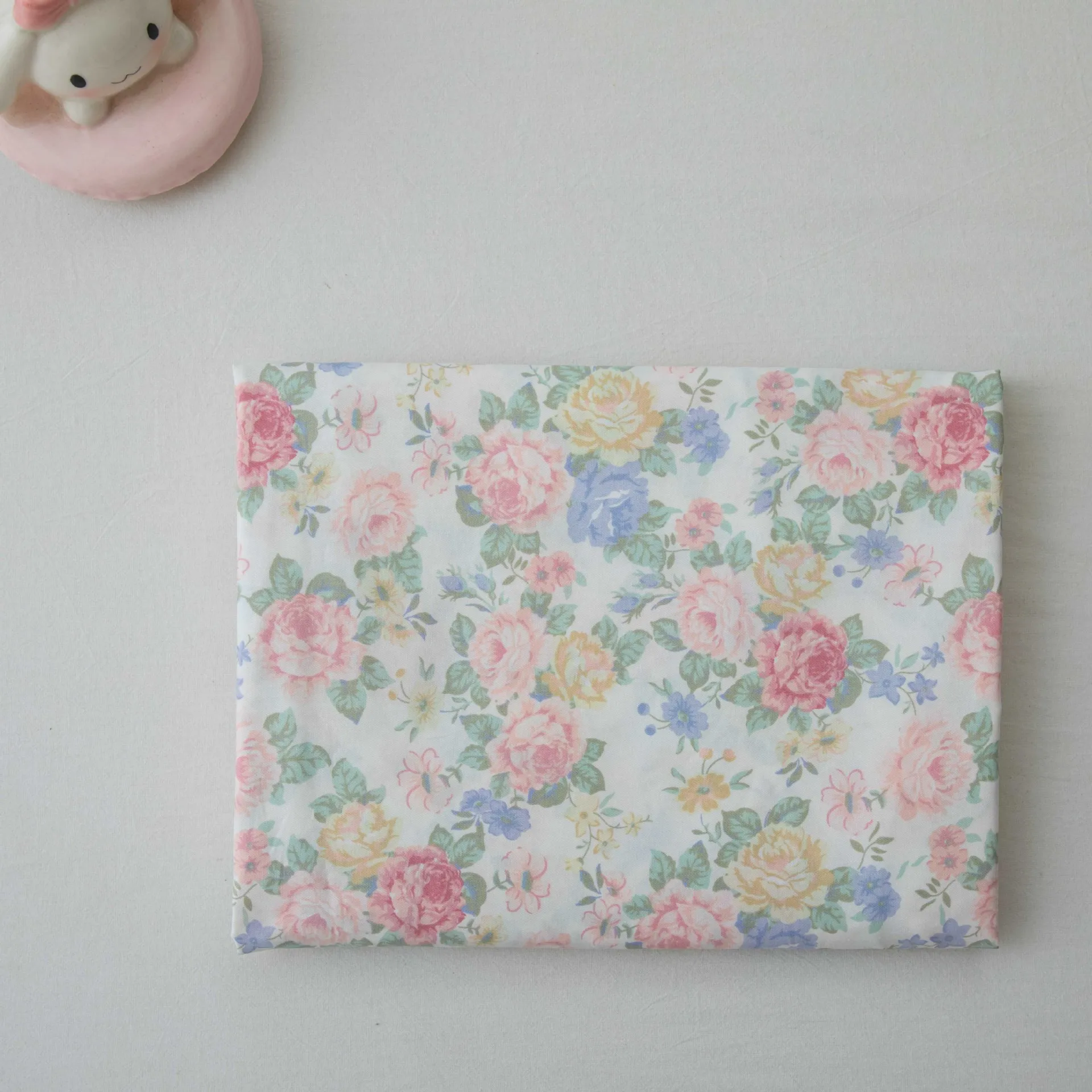 160x50cm 트윌 프린트 레트로 프레시 로즈 원단, 핑크 플라워 40수 면 재봉 ..