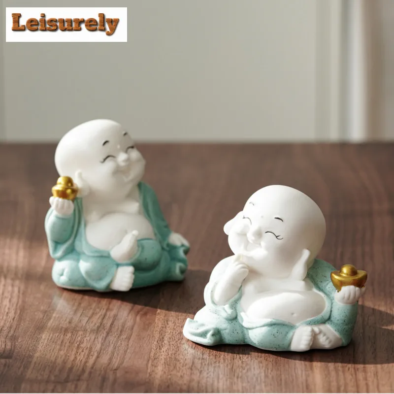 Zen Inspired Maitreya Buddha Ingot Tea Pet Antique Flowerpot Landscaping Tea Figurine Play Toys Tea Statue Ornaments Teaware