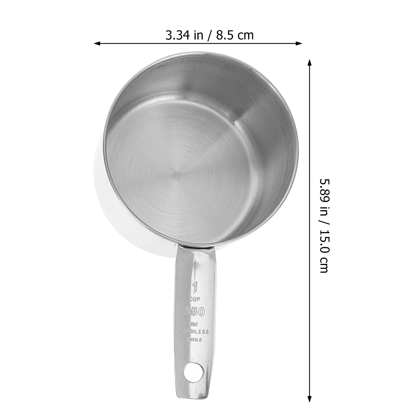 실용적인 체중계 주방 베이킹 측정 컵, 스테인레스 스틸 컵, 눈금 측정 도구, 5 개