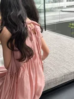 Nouvelle mode fille robe d'été bébé classique a-ligne robe enfant décontracté soyeux sans manches longue robe enfant en bas âge fille robes taille 4-14Y 2
