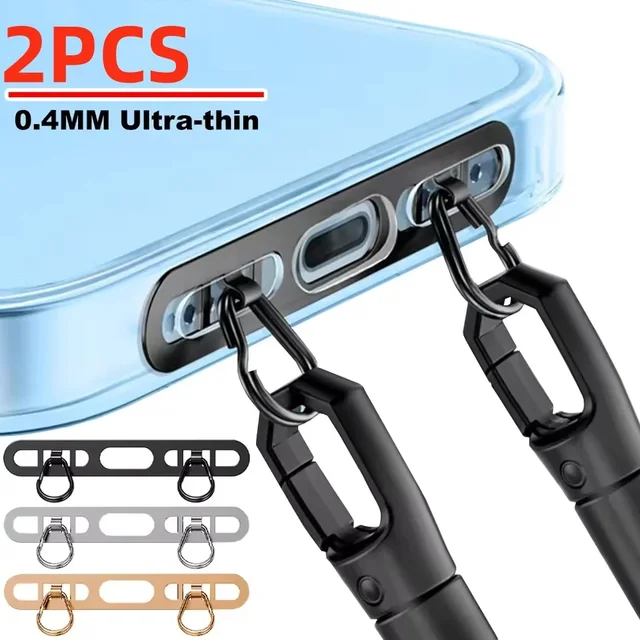 New Ultra-thin Metal Phone Lanyard Gasket Patch Stainless Steel Sturdy Hanging Cord Clips Cellphone Safety Connecter Accessories 2