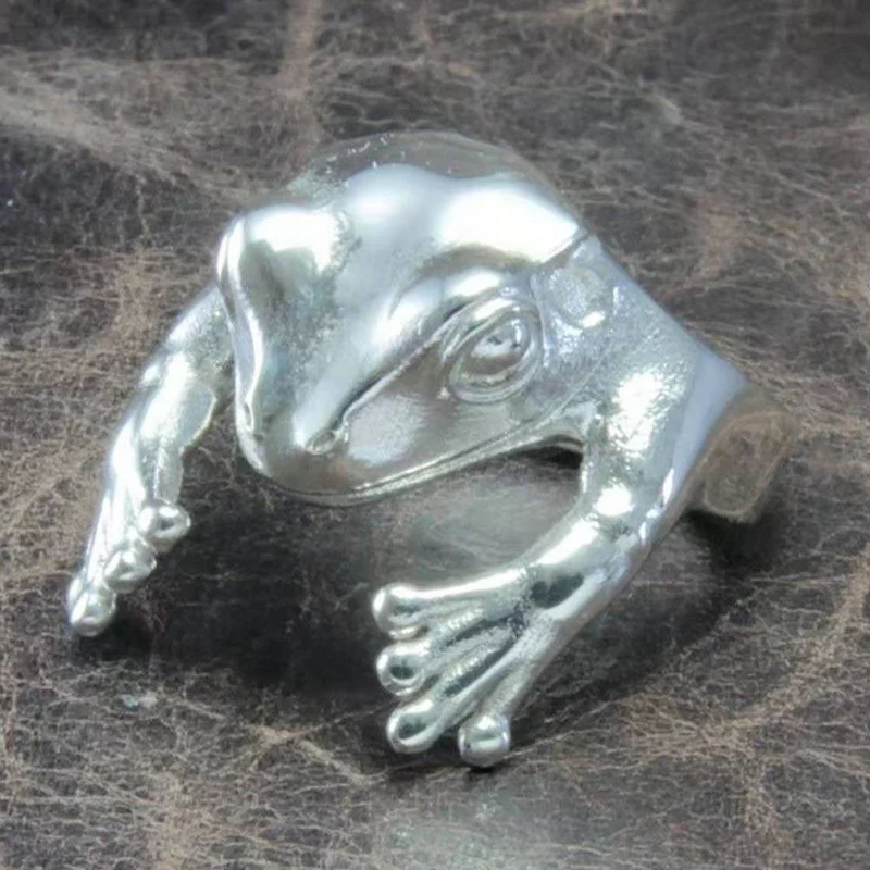 Vente chaude Rétro Mignon Grenouille Pour Femmes Argent Couleur Gothique Animal Bague Femme Charme Bijoux Cadeau Fête Voyage Accessoires_voghion.com