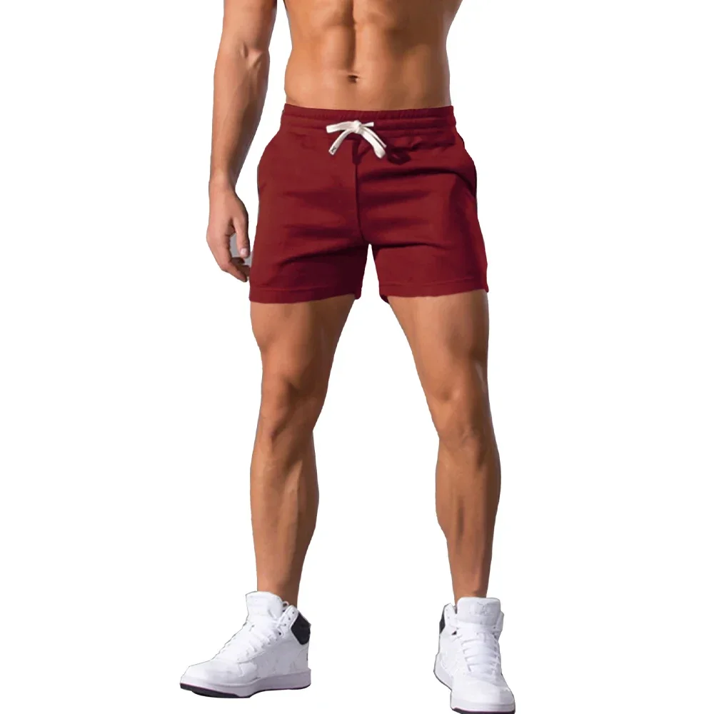 2025 Mens Gym Summer Fitness Shorts White Breathable Surffing Seaside Resort Solid Running SportswearElastic Casual Sport Shorts