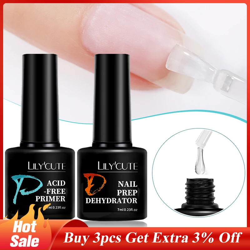 LILYCUTE-deshidratador de preparación de uñas, esmalte de uñas de Gel Natural, secado al aire, Base, capa superior, barniz para manicura, 7ML