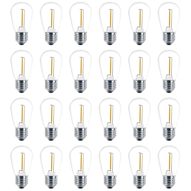 

24 Pack 3V LED S14 Replacement Light Bulbs, Shatterproof Outdoor Solar String Light Bulbs, Warm White