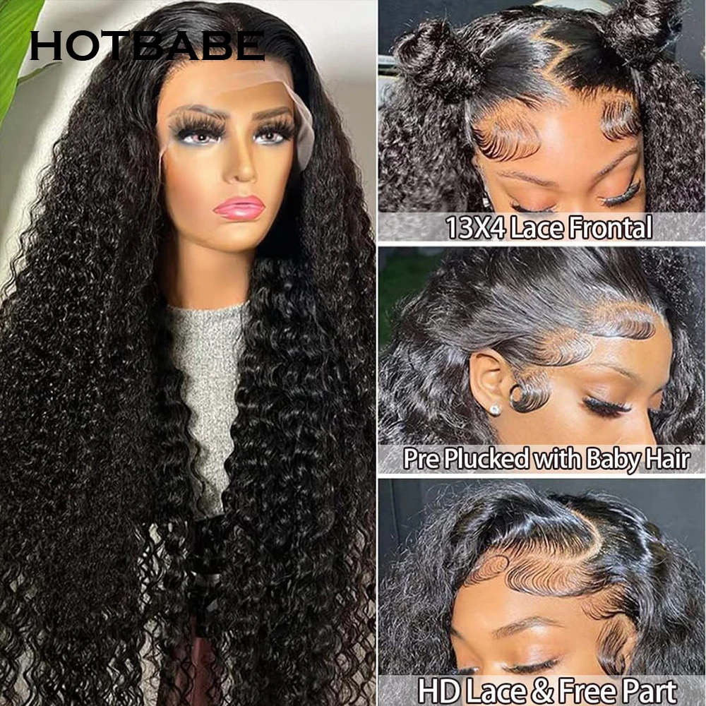 250 Density Glueless Wig Water Wave 13x4 HD Lace Frontal Wig Brazilian Preplucked 13x6 Lace Front Wig Curly Human Hair Wig