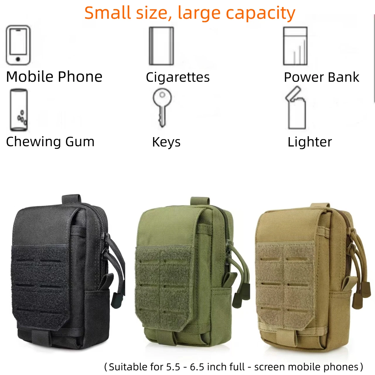 Tactical Flip-Top Laser-Cut Phone Bag - Durable Outdoor Waist Pack