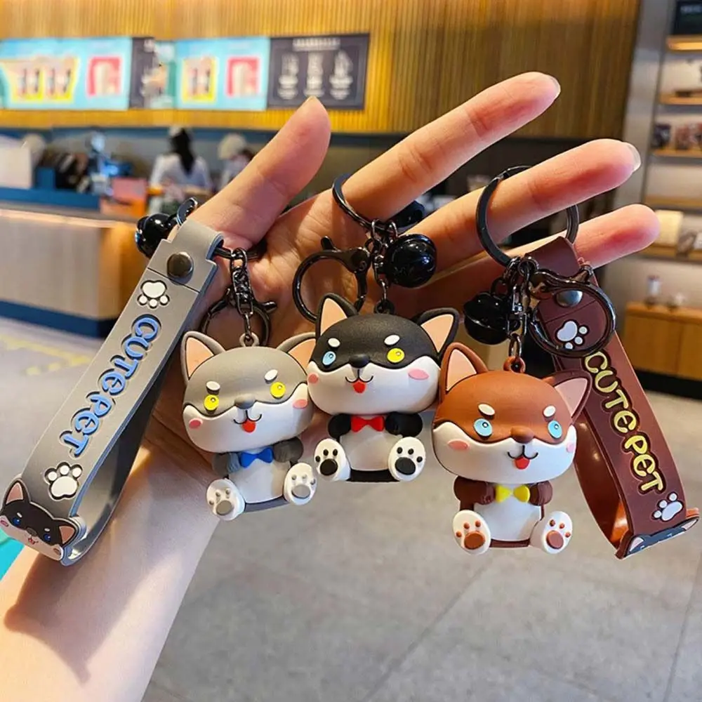 

Брелок для ключей с изображением милого щенка Сиба-ину, мультяшный Брелок с подвеской для автомобиля, украшение для ключей с собакой