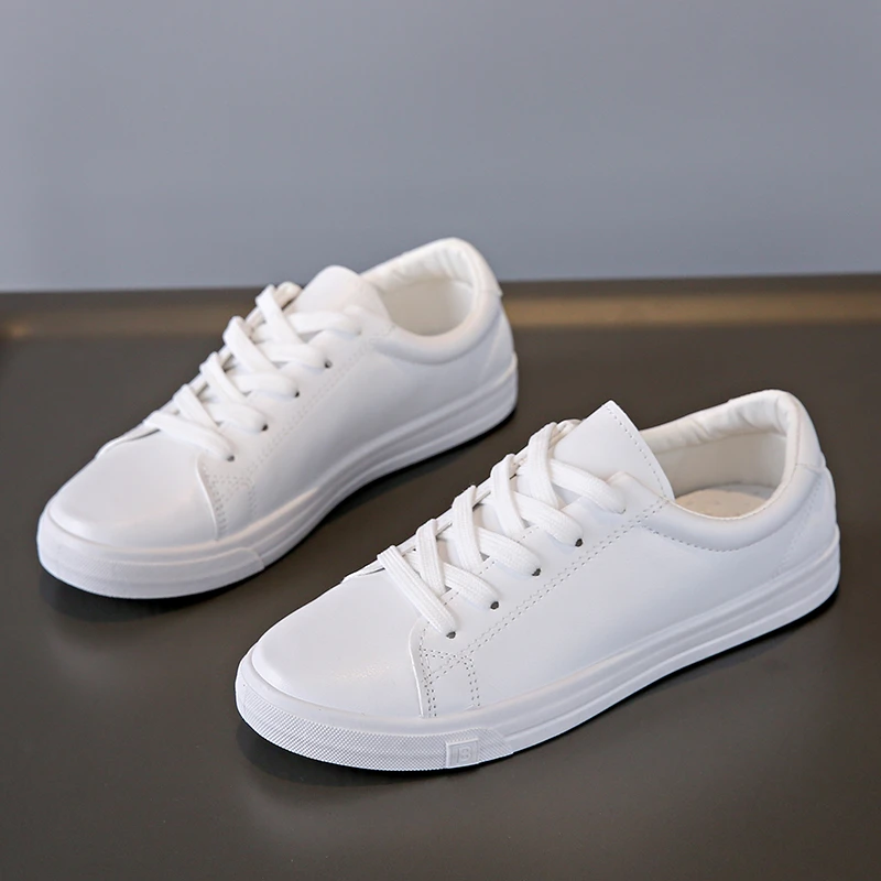 Women Sneakers Breathable Students Casual Sports Shoes Girl Flat Leather Pu White Shoes Woman Vulcanize Shoes 6