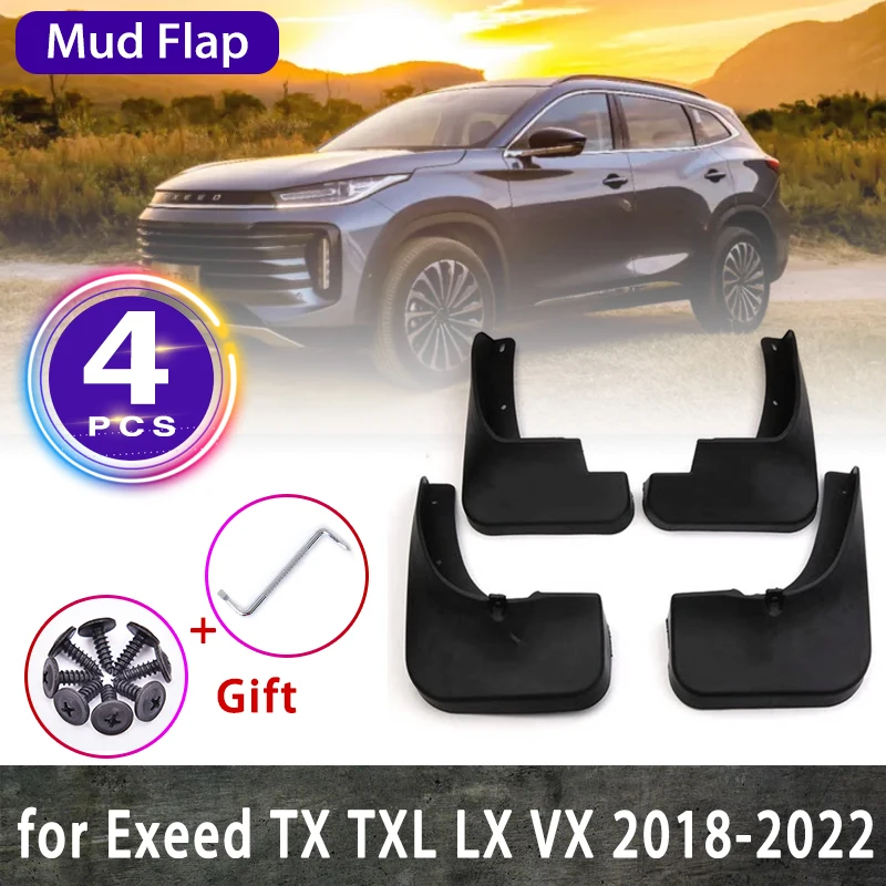 

For Chery Exeed TX TXL 2022 2021 VX LX 2020 2019 2018 Mud Flaps Splash Mudguards Rear Fender Guard Car Styling Parts Accessorie