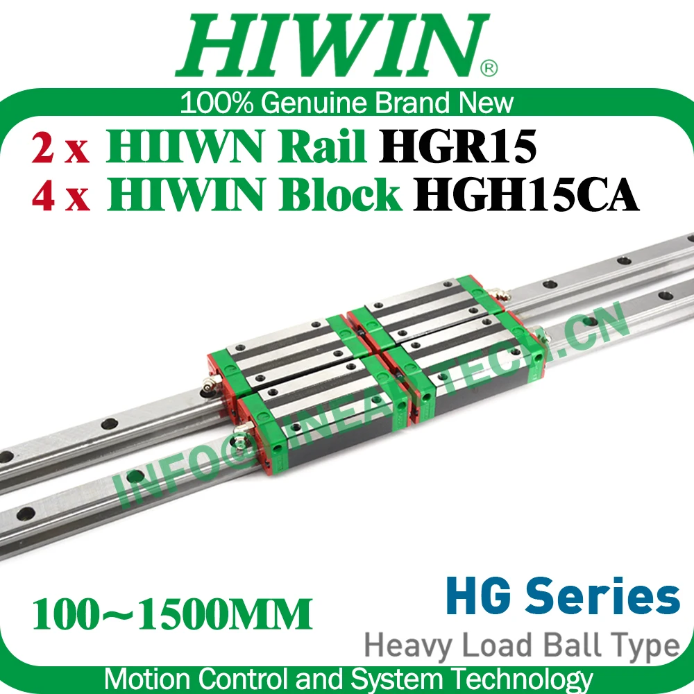 ของแท้ HIWIN HGH15CA Carriage Block HGR15 คู่มือเชิงเส้น 200 300 400 500 600 700 800 900 1000 1200MM Rail ZA Preload C Precision 1