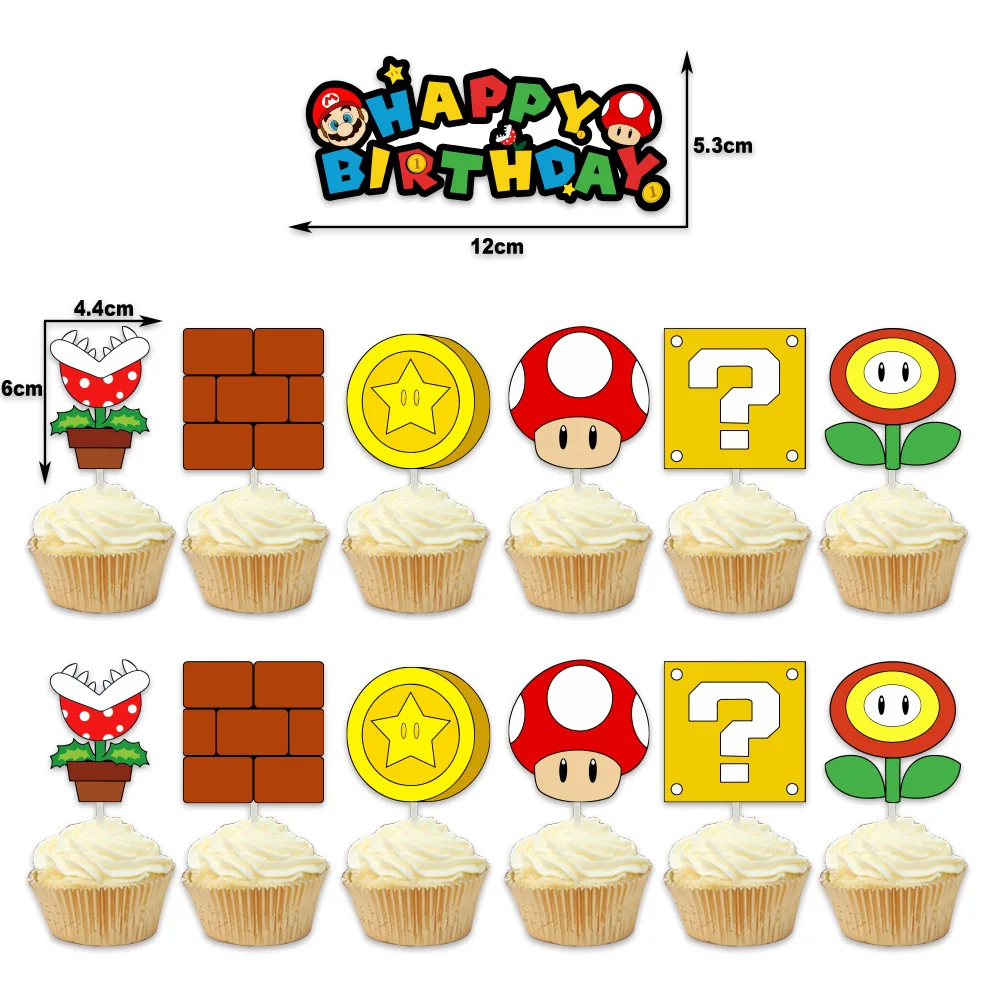 Super Mario Cake Cupcake Toppers Mario Bros Anime Party Cake