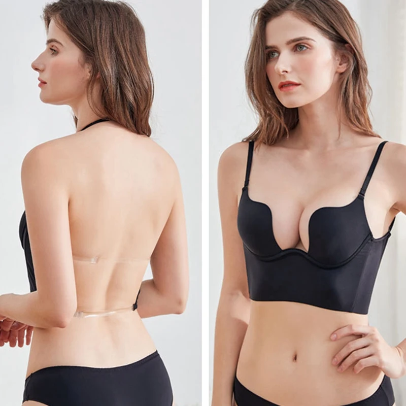 Sexy Strapless Halter Bra Liners With Push Up, Transparent Padded