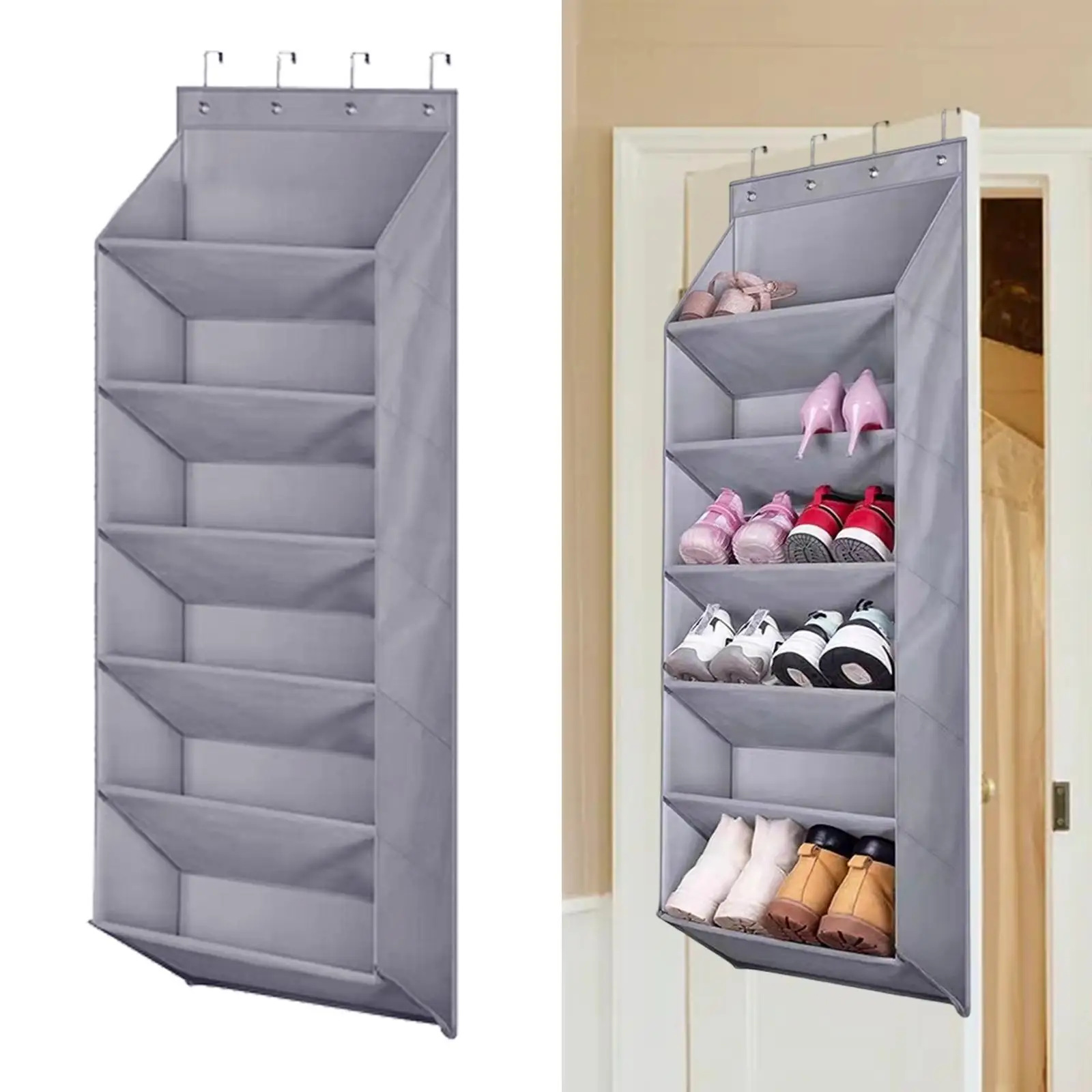 Over Door Shoe Organizer with Large 6 Deep Pockets Door Shoe Rack for  Closet Door Foldable 16 Pairs Resuable Hanging Storage Bag - AliExpress