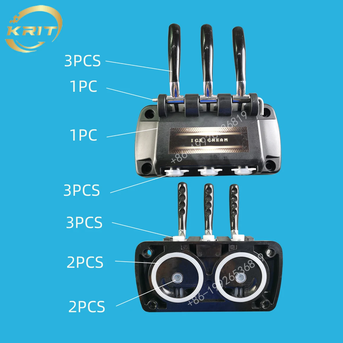 Ice Cream Machine Parts Complete Front Panel Spare Parts Black Valve Block For YKF Ice Cream Makers Soft Serve Machines Fittings With Handles And Caps