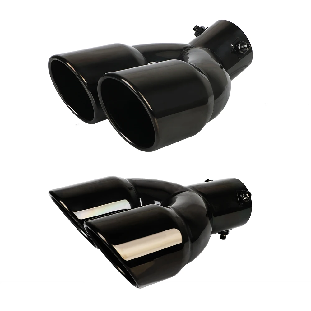 Stainless Steel 63mm Car Inlet Doublebarrel Rear Exhaust Tip Tail Pipe