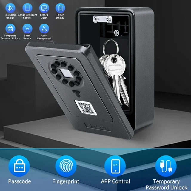 Hollarm Fingerprint Password Safe Box Smart Key Wall Mounted Lock box IC Card Unlock Bluetooth Connection Works with OKLOK APP 1