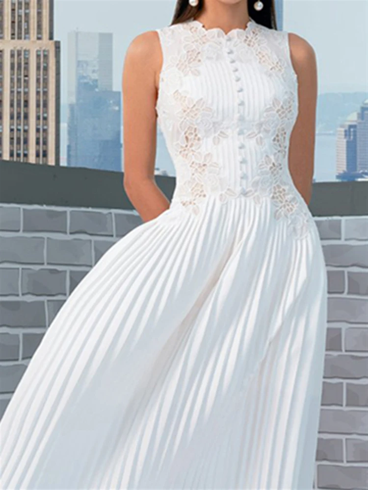 

Женское винтажное кружевное платье без рукавов, однотонное привлекательное пляжное платье с вышивкой и открытой спиной, летний подиумный сарафан в стиле бохо, 2023