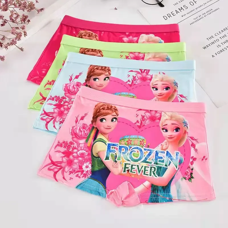 

4Pcs Disney Anna Elsa Princess Girls Kids Panties Cartoon Cute Pink Teen Underwear Summer Modal Shorts Kids Boxers Baby Clothing