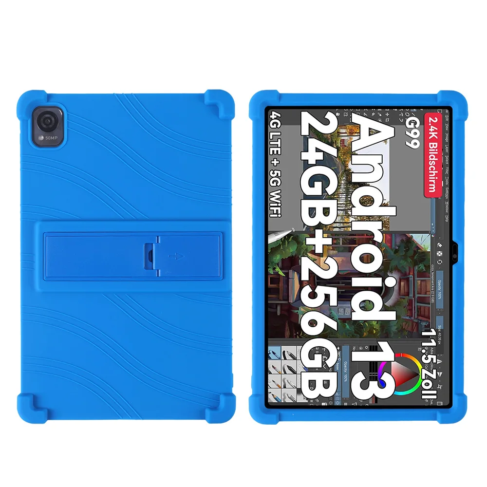 Soft Silicone Shockproof Protective Tablet Case with Adjustable Stand - Kids Safe Cover