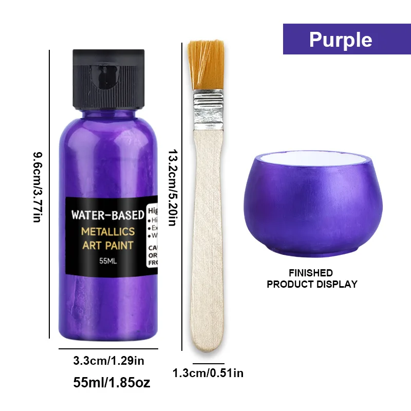 12색 수성 메탈릭 페인트 55ml 녹방지 변색방지 안료 DIY 공예 금속 표면용