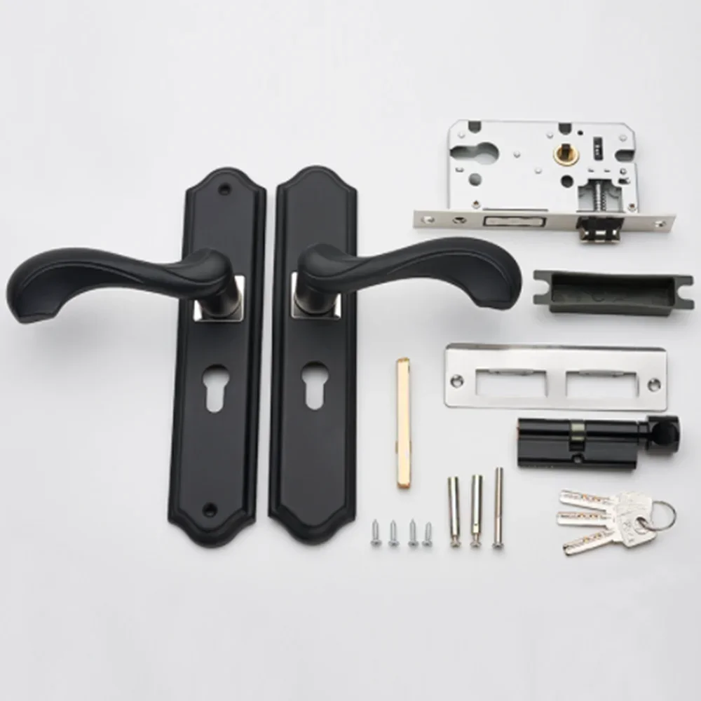 Poignée de porte robuste rétro pour chambre à coucher, couleur bois, pour cuisine, maison, porte en bois, meuble, serrure de porte en aluminium