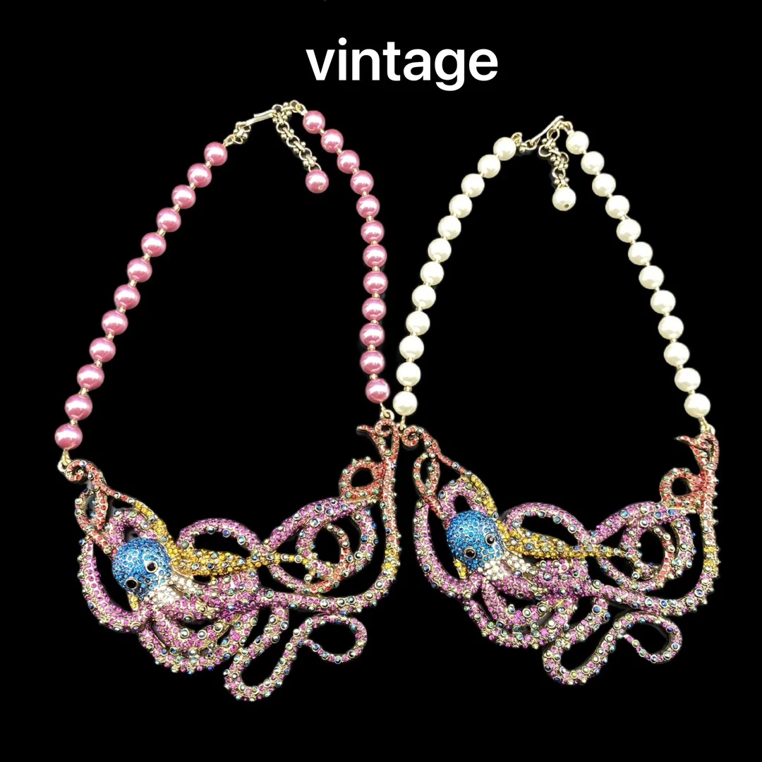 

2023 new middle vintage Czech zircon full set full master heavy octopus modelling glass beads necklace