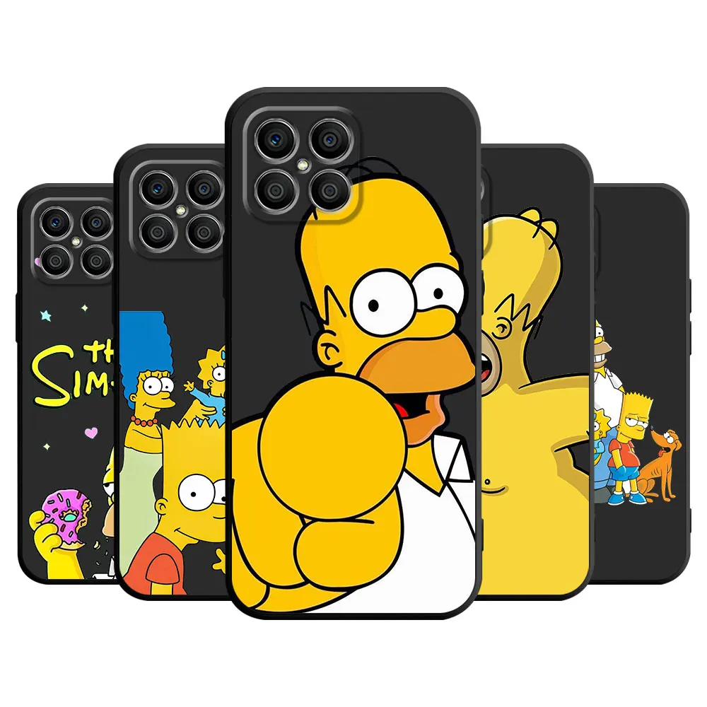 He Simpson Cartoon Case Per Honor 90 Lite 8X 20 70 X8 X8A X9A X7 X6 50 Magic5 Pro 4 Black Soft Phone Funda