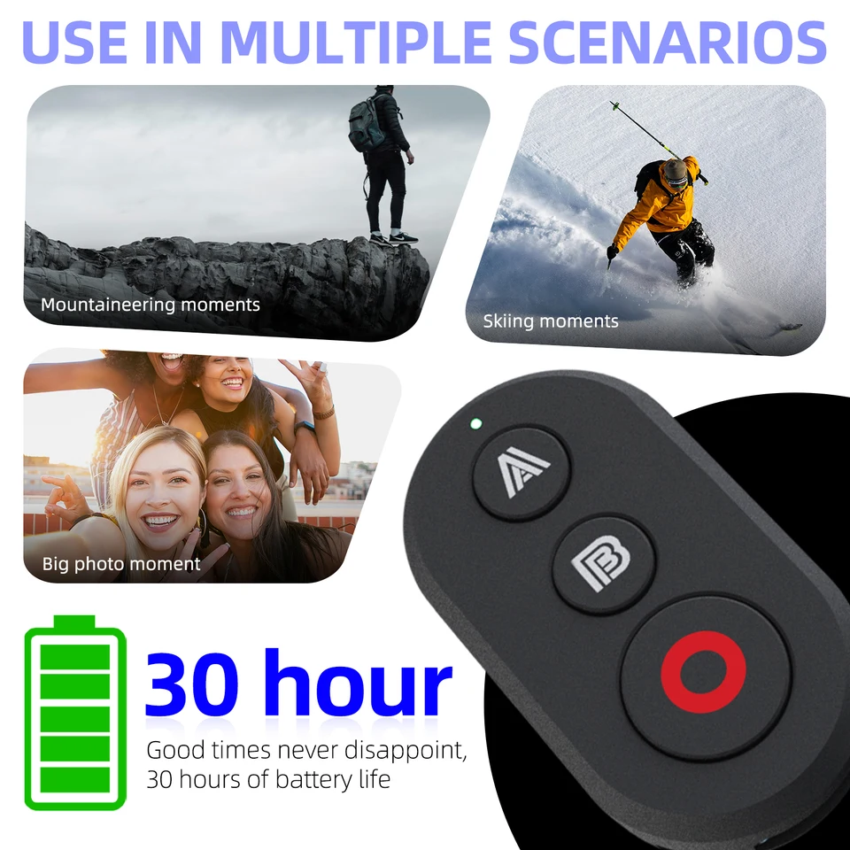 Télécommande Bluetooth Pour DJI Osmo Action 5 Pro / Action 4 / Osmo 360 - Portée 30 M, Contrôle à Distance - Noir