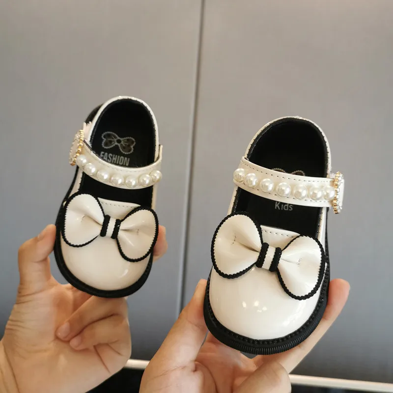 Zapatos Ni&ntilde;a 0-3-year Old Baby Walking Shoe Soft Sole Leather Shoes Dress for Girls Pearl Mary Jane Shoe Lolita Shoes Kids