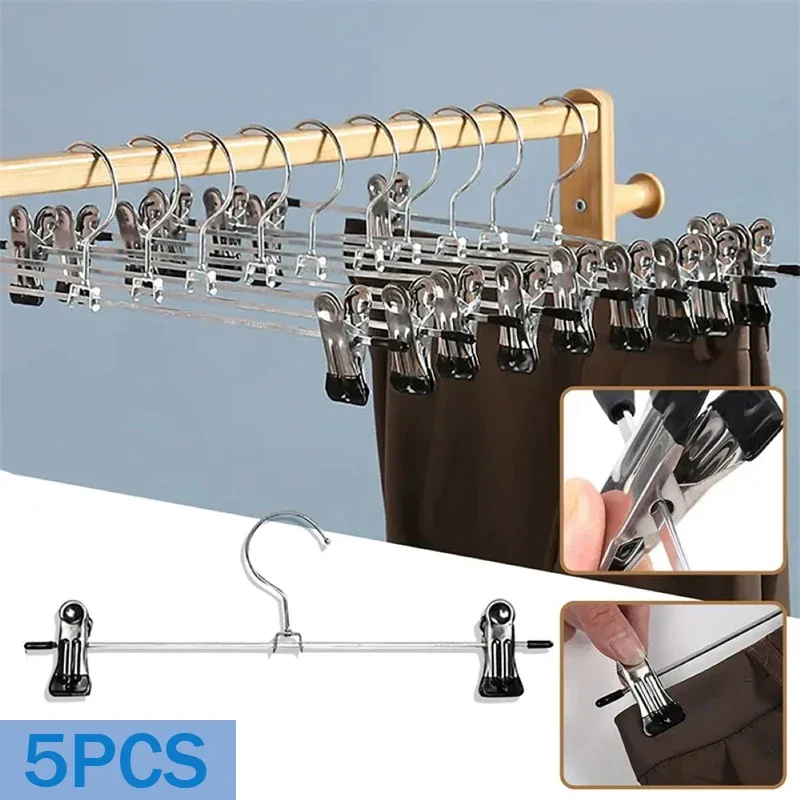 5pcs Anti-slip Metal Clothes Hangers Wind Proof Multi-purpose Skirt And Pants Racks for Trousers Wardrobe Drying Clip