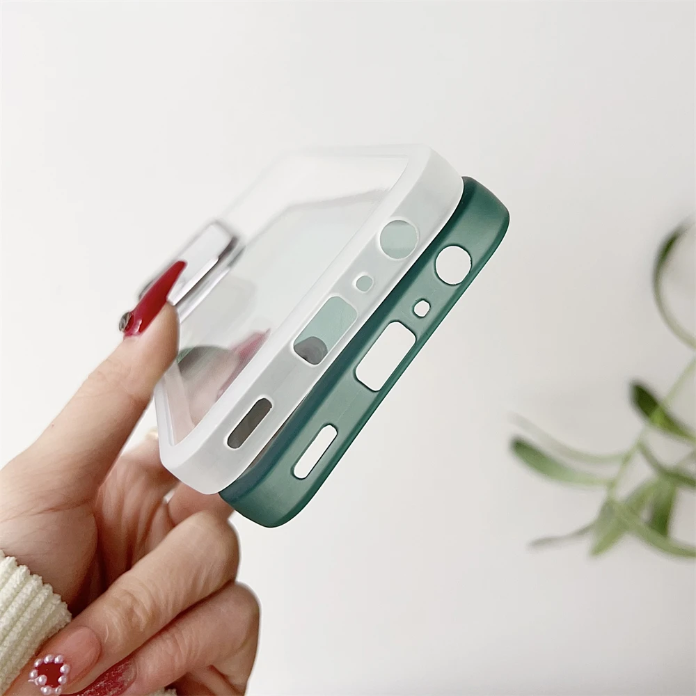 Transparent Shockproof Camera Lens Protection Phone Case - Clear & Colorful Cover