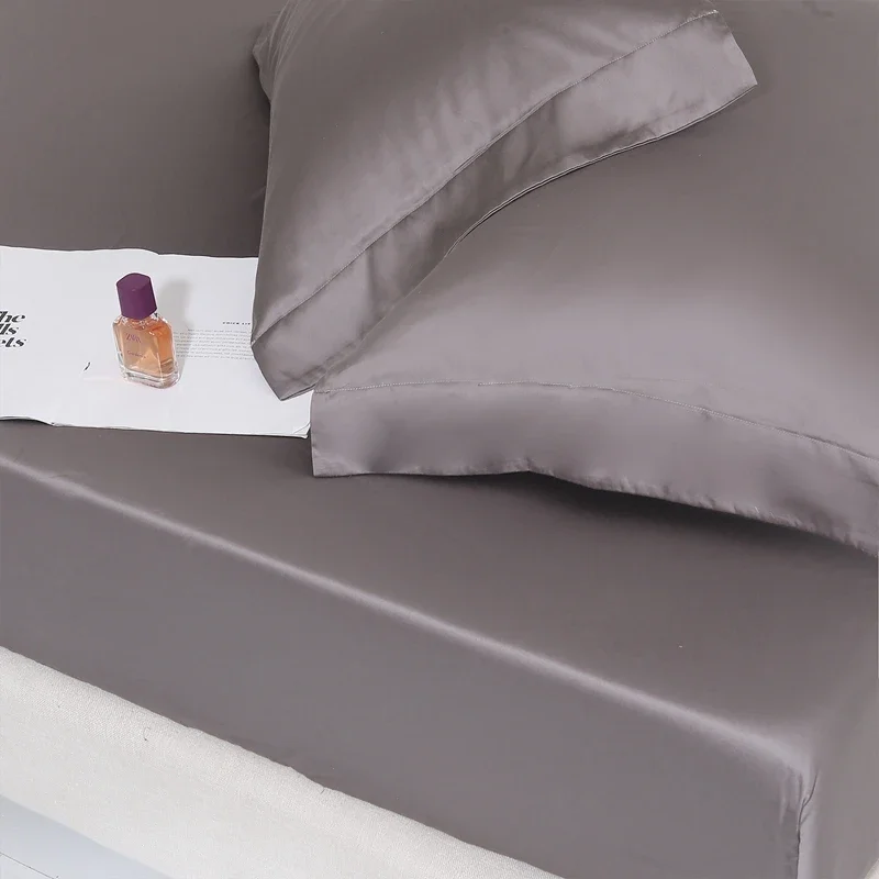 Grey Tencel Lyocell Fitted Sheet Set Fit All Around Elastic Deep Pocket  Softest Cooling Silky Smooth Bedding for Bedroom Decor 5
