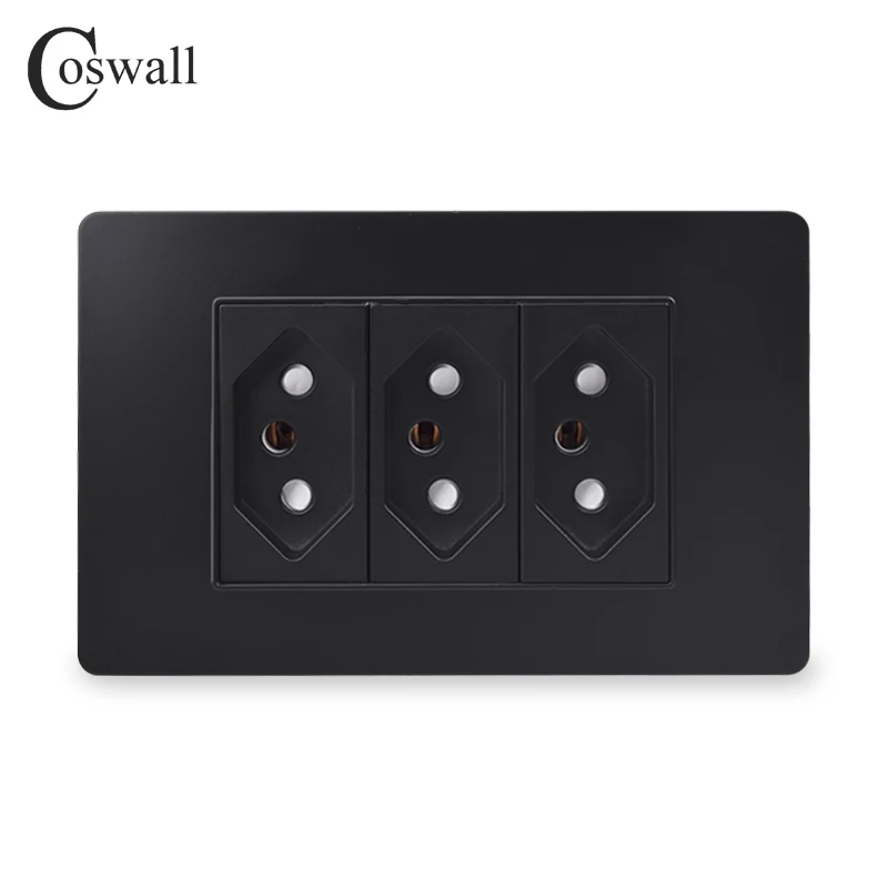 Coswall PC 브라질 표준 20A 전원 브라질 소켓 PD 3.0 20W Type-C 듀얼 USB 고속 충전 콘센트 벽 소켓 118*72mm