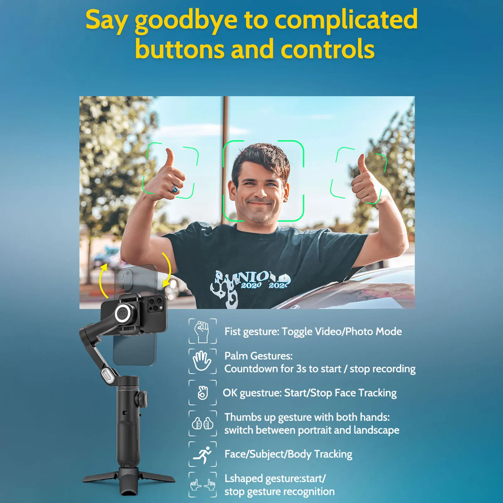 AOCHUAN Smart XPro Smartphone Gimbal Stabilizer LED Lights OLED ScreenThree Axis Gimbal Gesture Controls for Android and iPhone 5