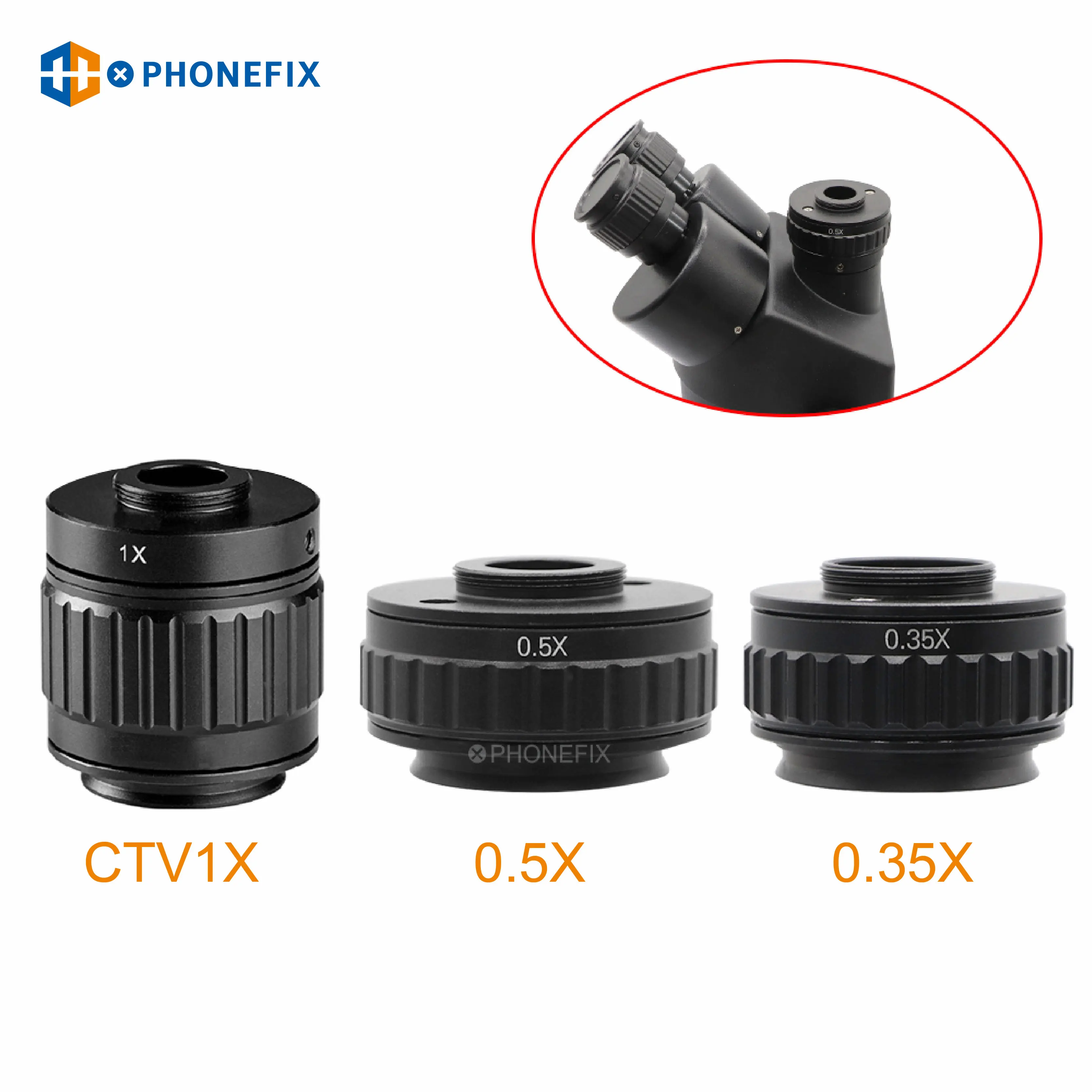 1X 0.35X 0.5X C Mount Adapter Ring Focus Adjustable CTV Adapter for Amscope Simul Focal Trinocular Stereo Microscope microscope adapter