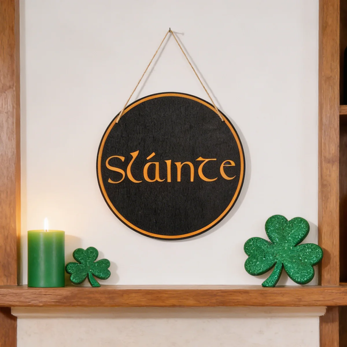 1PC, St.Patrick's Day, lightweight wooden circular decorative signboard, St.Patrick's Day decorative tag, suitable for Irish Pub