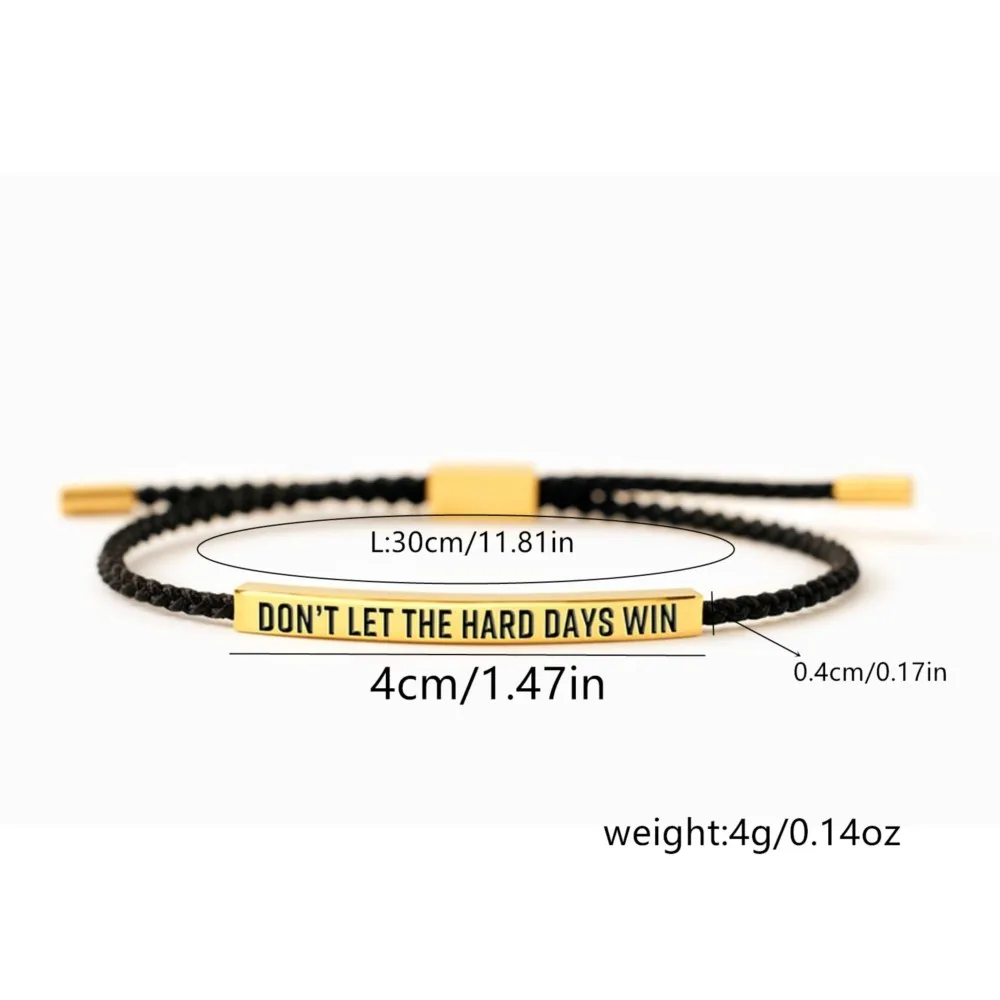 Engraved Don't Let The Hard Days Win Inspire Bracelet for Women Men Stainless Steel &18k Gold Plated Braided Design Jewelry Gift